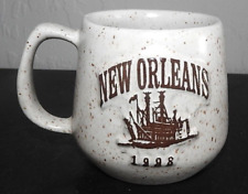 Vintage SC Johnson Polymer & New Orleans Coffee Mug Onion River Pottery Speckled picture