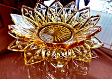 Vintage Amber Federal Glass Starburst Sunflower 5.5