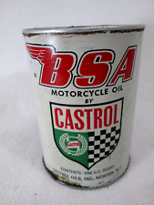 Vintage 1970's Castrol BSA Motorcycle Oil empty one quart composite can picture