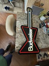 Vintage 1980s Budweiser Bowtie Guitar Lighted Beer Sign Man Cave Bar Decor Brew picture