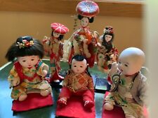  3 Vintage Bisque Japanese Geisha Dolls & 3 Children All in Original Costumes picture