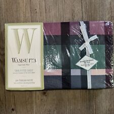 Vintage Wamsutta Tyler Plaid Hunter Twin Fitted Sheet Supercale Plus Sealed NEW picture