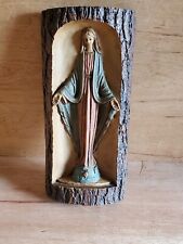 Virgin Mary Snake Underfoot Plaque Art Faux Tree Wall Hanging Vtg Italy Italian picture