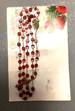 St. Thérèse Rosary New Red Beads Gold Metal Cross Restful & Contemplative Prayer picture