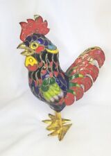 Miniature Cloisonne Colorful Tin Rooster Figurine 4.5