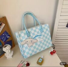 Cute Cinnamoroll Tote Bag Sanrio Blue Reusable New Checkered picture