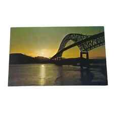 Postcard Sunset Behind Thatcher Ferry Bridge Across the Panama Canal Vintage B40 picture