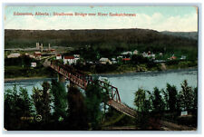 1910 Edmonton Alberta Canada Strathcona Bridge River Saskatchewan RPO Postcard picture