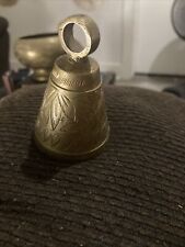 Vintage 3in Hand Etched Design Solid Brass Bell with Dinger Made in India picture