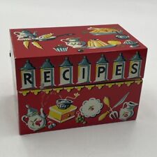 Vintage Stylecraft Metal Recipe Index Card Box Red Kitchen Recipes picture