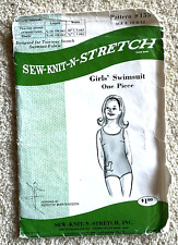 SEW-KNIT-N-STRETCH  PATTERN #155 GIRLS' ONE PIECE SWIMSUIT SZ. 8-10-12 UNCUT picture
