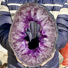 9.8LB Large Natural Amethyst Cave Crystal Slice Crescent shaped Hand Cut Repai picture