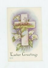 Vintage Easter Postcard      WHITE CROSS  LILLY PURPLE  UNPOSTED   picture