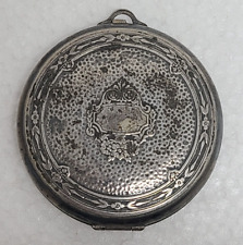 1920s Poudre Djer Kiss Kerkoff Floral & Hammered silver plated compact, Signed picture