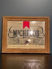 Vintage Michelob Glass Wood Framed  Picture 14 1/4 Length 11 1/4 Height picture