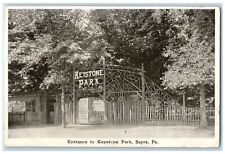 c1920's Entrance To Keystone Park Fence Arch Gate Sayre Pennsylvania PA Postcard picture