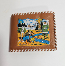 Vintage 1950s Childern's Vinyl Wallet Alaska The 49th State Gold Miner Eskimo picture