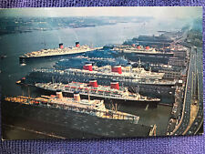 Postcard-The Port of New York-The Queen Elizabeth-Posted- picture