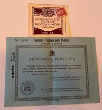 1937 Vintage Vatican Basilica & Museum Entry Tickets + Stamp Rome, Italy picture