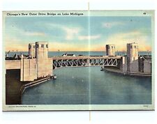 Chicago IL - Illinois - New Outer Drive Bridge - c1944 - Postcard picture