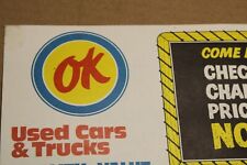 UNUSED 60's era CHEVROLET OK USED CARS & TRUCKS Old 9x4 in. Large Post Card Sign picture