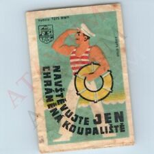 c1950s Czech Soviet Art Swimming Pool Lifeguard Matchbook Label Solo Lipnik C47 picture