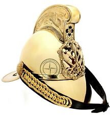 French Firemans Leather Brass Reproduction Victorian British Firefighter Helmet picture