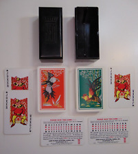 Vintage KEM Rooster Plastic Playing Cards in Black Case Double Deck Red & Green picture