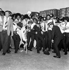Good Humoured Policemen Hold Back Excited Crowd Attempt Push Stave- 1975 Photo picture
