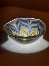 Multi-colored Glass Open Salt- Handblown Dish and Spoon Set- Home Decor picture