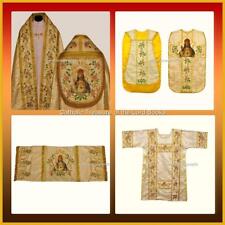 Gold Brocade Christ the King Solemn High Mass Set Vestments Embroidered Vesica picture
