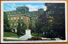 Postcard Easton PA - Statue General Lafayette and Pardee Hall Lafayette College picture