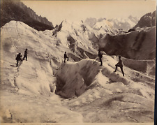 France, Chamonix, Mountaineers on the Sea of Ice, ca.1880, vintage print print print picture