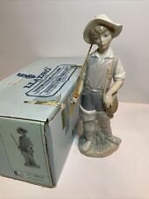 Lladro Boy Going Fishing #4809 W/ Original Pole Sculpture Mint Condition W/Box picture