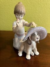 Lladro An Elegant Touch Girl and Puppy Dog with Hat  6862- picture