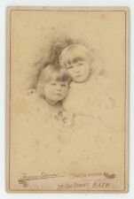 Antique Circa 1880s Cabinet Card Two Adorable Affectionate Children London, UK picture
