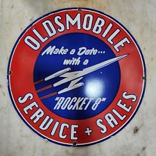 OLDSMOBILE ROCKET 30 INCHES ROUND ENAMEL SIGN picture