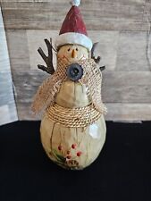 Handmade 11” Snowman in Santa Hat & Scarf picture