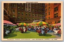 Jacques French Restaurant Michigan Ave Chicago Il Linen PostCard c1950s picture