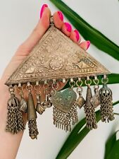 Massive Antique Yemenite Silver Hand Made Women's Jewelry Pendant Judaica picture