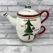 Harry and David Stacking Teapot and Mug Set For One Christmas Tree Holidays  picture