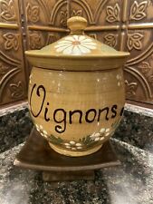 Vintage Beautiful French Ceramic Onion Storage Jar w Lid LaPoterie Provence picture