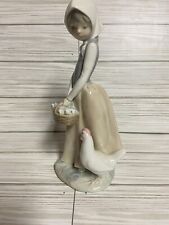 Ret. Lladro Zaphir Girl with Basket of Chicks Porcelain Figurine Rare Spain '70s picture