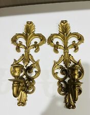 Vintage Gold 1970s Burwood Candle Holder Wall Sconce Set Of 2 picture
