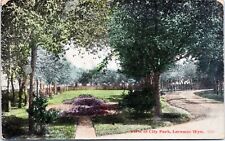 City Park, Laramie, Wyoming - Vintage d/b Postcard - Flowers Trees c1907-1915 picture