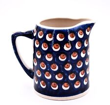 Boleslawiec Peacock Pitcher,Cobalt Blue,White with Brown Dots,Poland Back-stamp picture