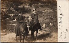 1907 DeKALB Illinois RPPC Postcard Two Ladies on Horseback / Salvage Photo picture