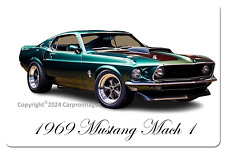 1969 Mustang Mach 1 Beautiful Photo Rendering on Premium Aluminum Sign 8