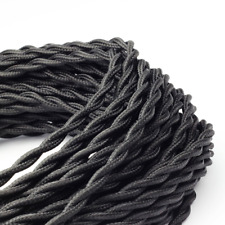 50Ft Black Twisted Cloth Covered 2Conductor 18Gauge Industrial Fabric Cord Cable picture