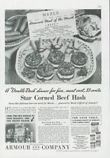 1936 Stars Corned Beef Hash Armour Menu Serving Dish Low Cost Vtg Print Ad GH1 picture